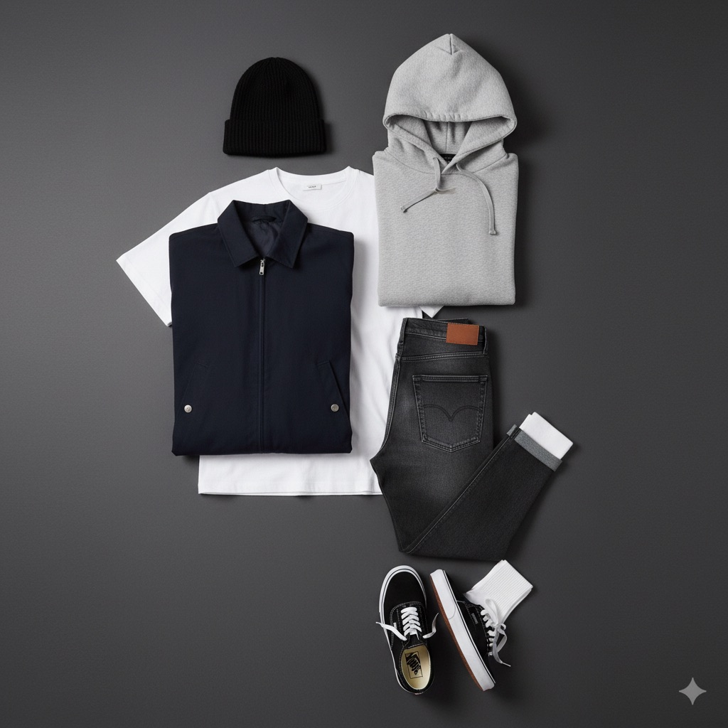 All 7 pieces flat lay